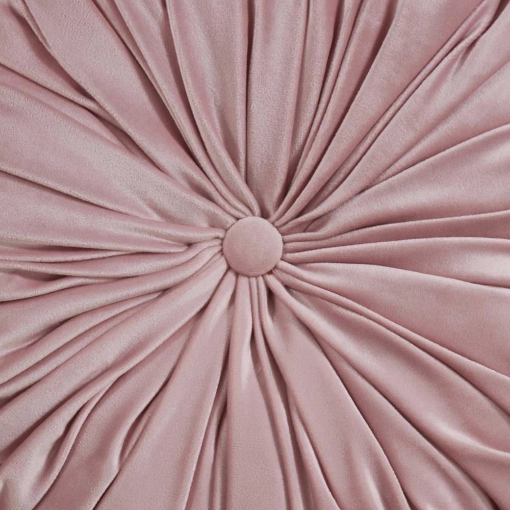 Anthropologie Velvet Pleated Round Pillow (mauve) - Picture 2 of 3